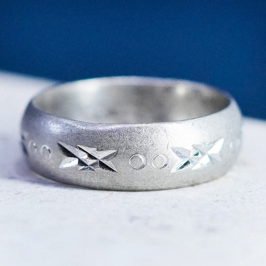 Size 8, vintage Sterling silver handmade ring, 925 matte band