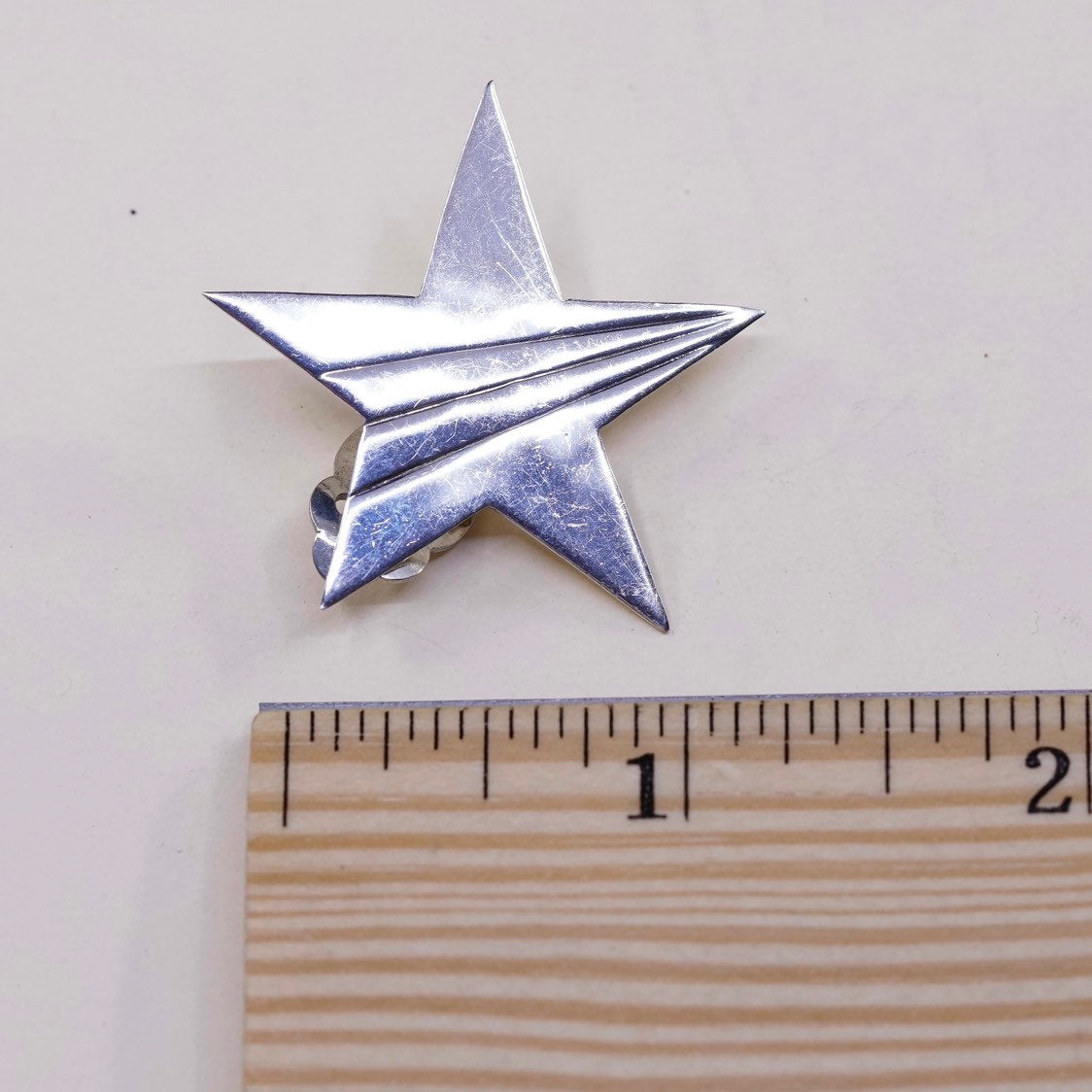 VTG RM sterling silver handmade earrings, 925 clip on earrings star
