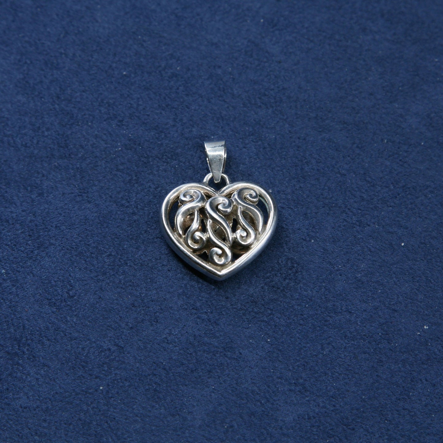 vtg Sterling silver handmade pendant, 925 filigree bali heart pendant