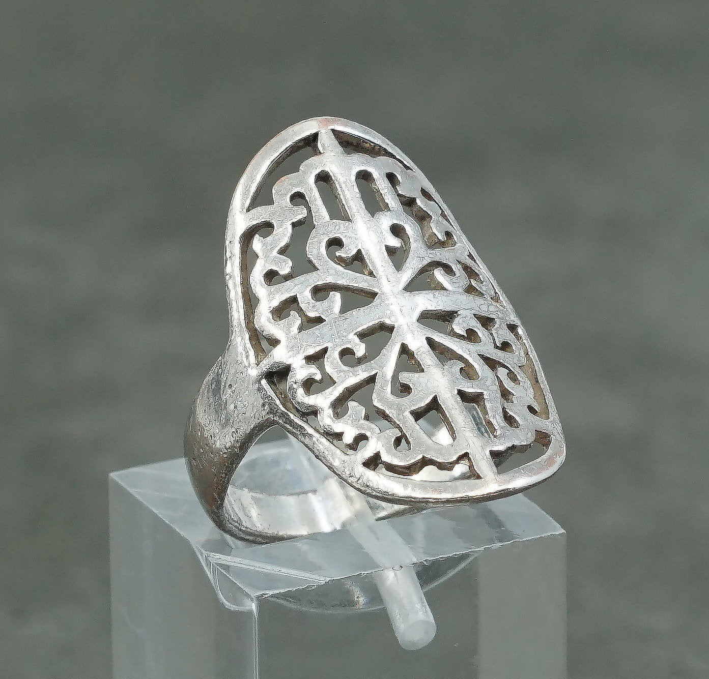 sz 5.5, vtg Sterling silver handmade ring, southwestern 925 filigree band