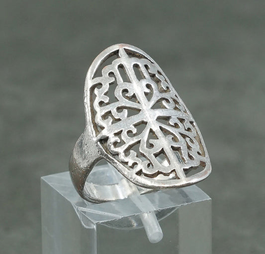 sz 5.5, vtg Sterling silver handmade ring, southwestern 925 filigree band