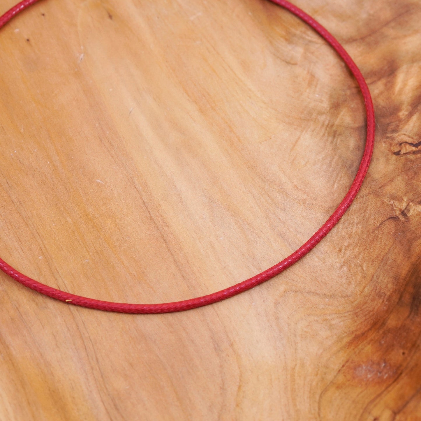 16”, vintage handmade necklace, red linen thread choker sterling silver clasp