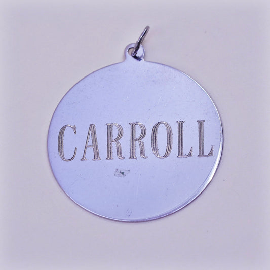 Vintage Sterling silver handmade pendant, 925 name monogram initial “Carroll