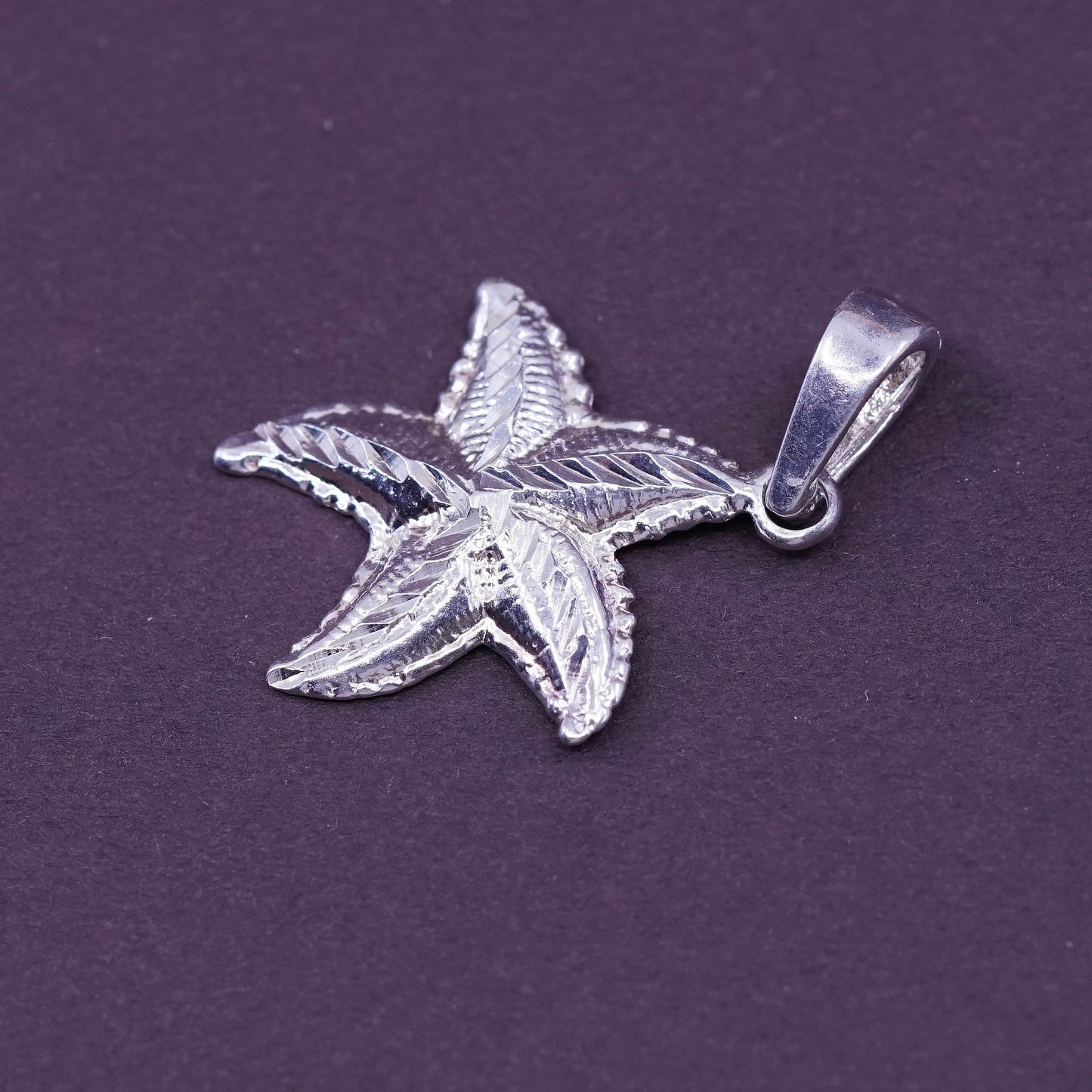 Vintage sterling silver handmade pendant, 925 star, starfish, unique