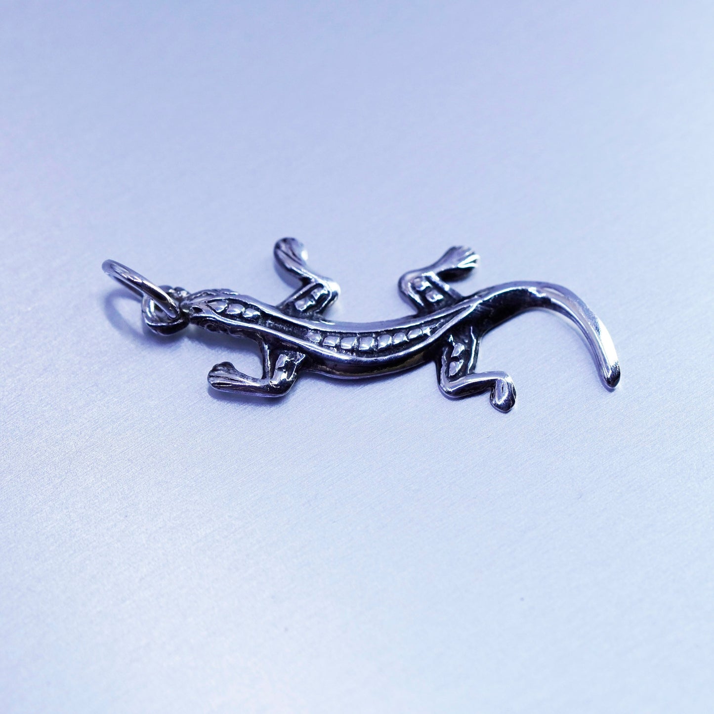 antique sterling 925 silver lizard charm pendant