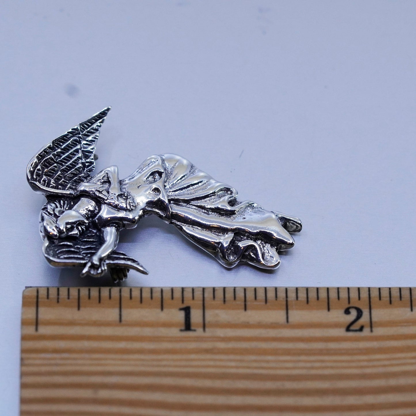 Vintage Sterling 925 silver handmade Angel brooch pendant