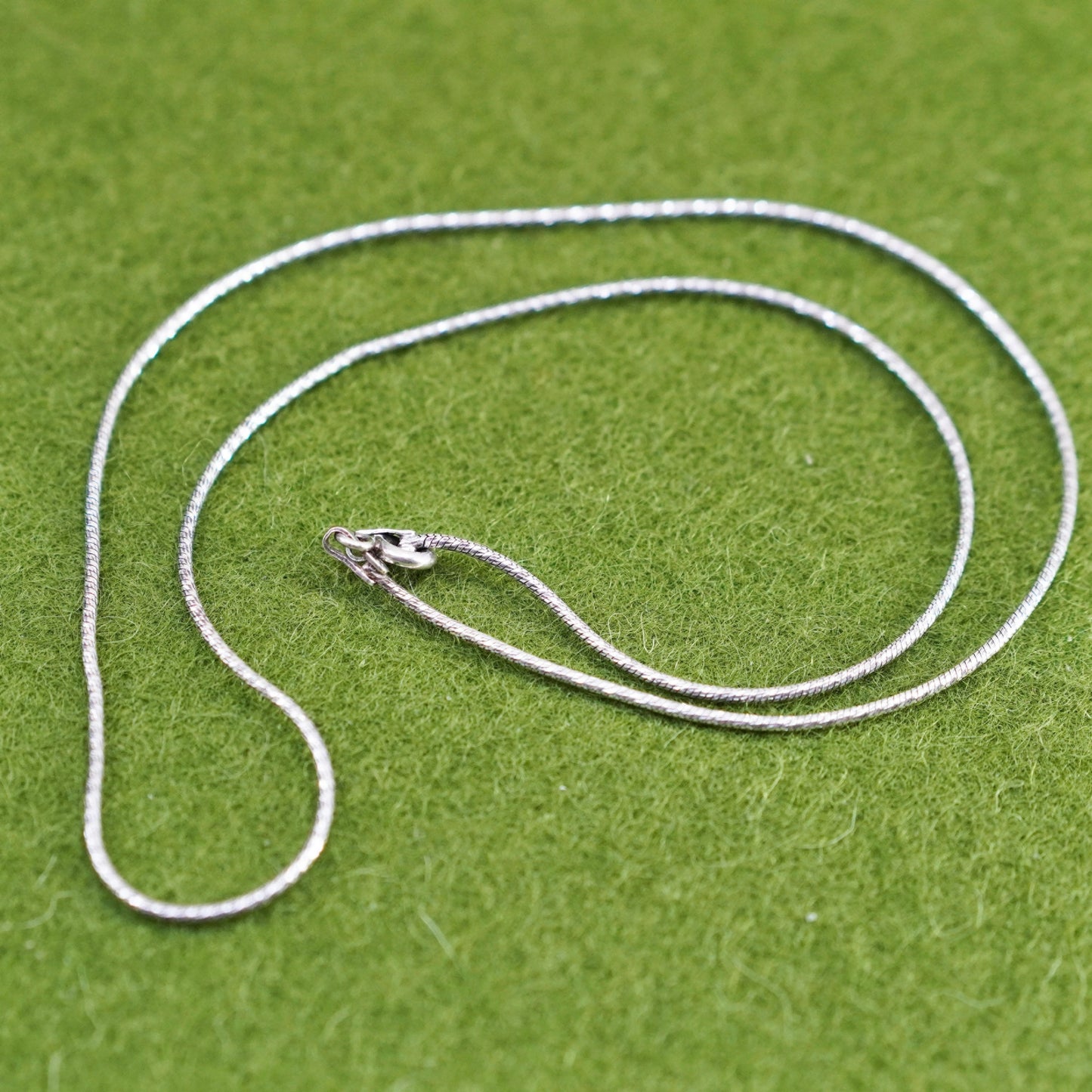 16”, 1mm, vintage sterling silver textured snake chain, 925 necklace