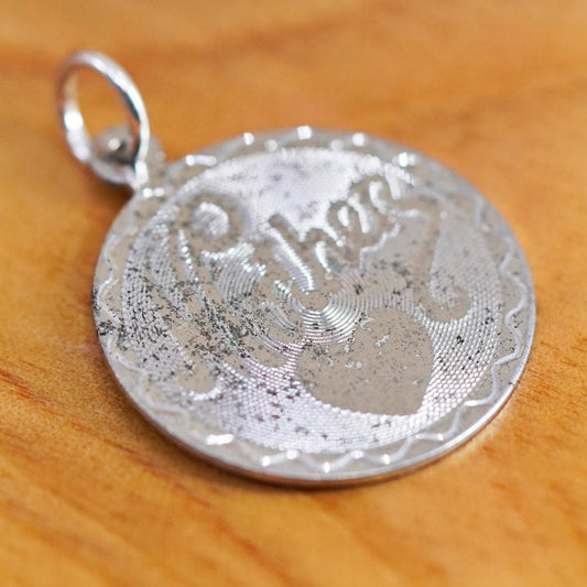 Vintage Sterling silver handmade pendant, 925 charm engraved “mother”