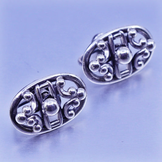 1940s signed danecraft modern Sterling 925 silver earrings, screw back beads