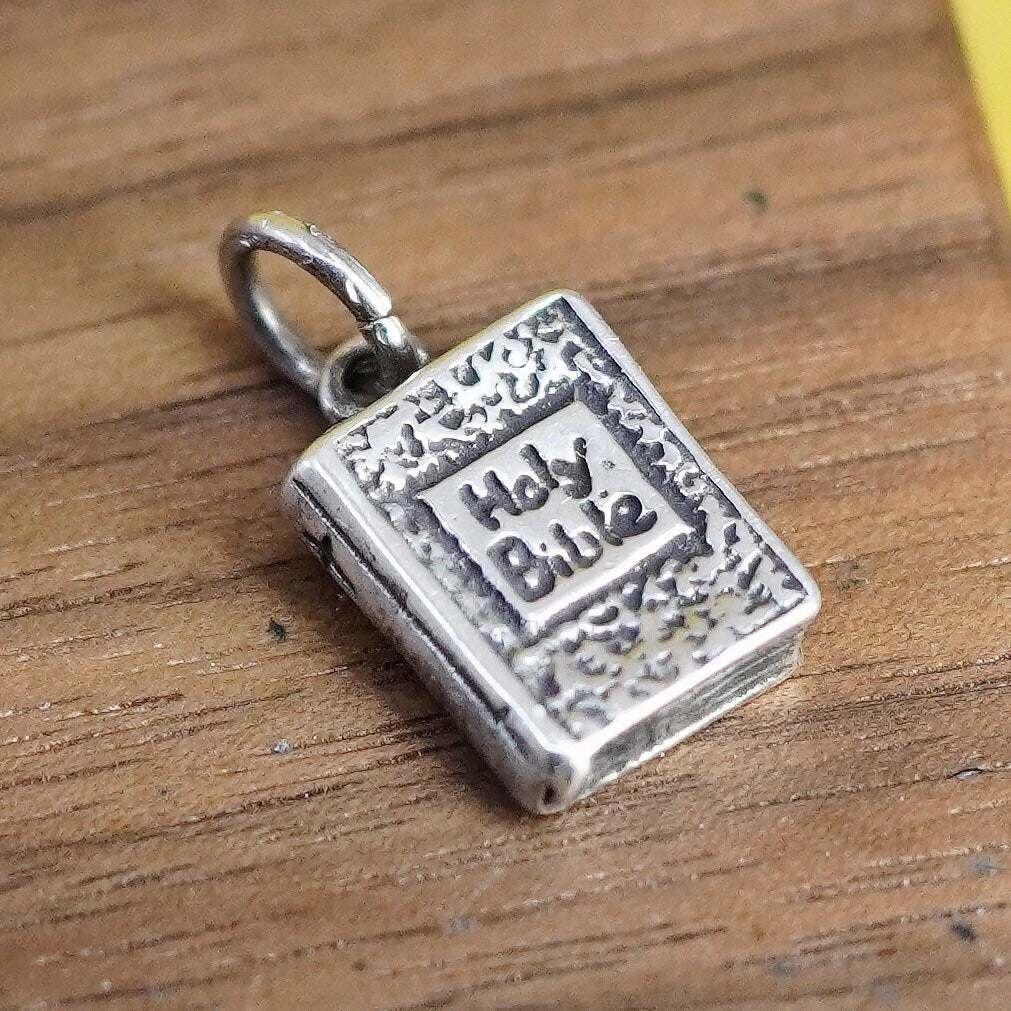 Vintage Sterling silver handmade pendant, 925 holy bible charm