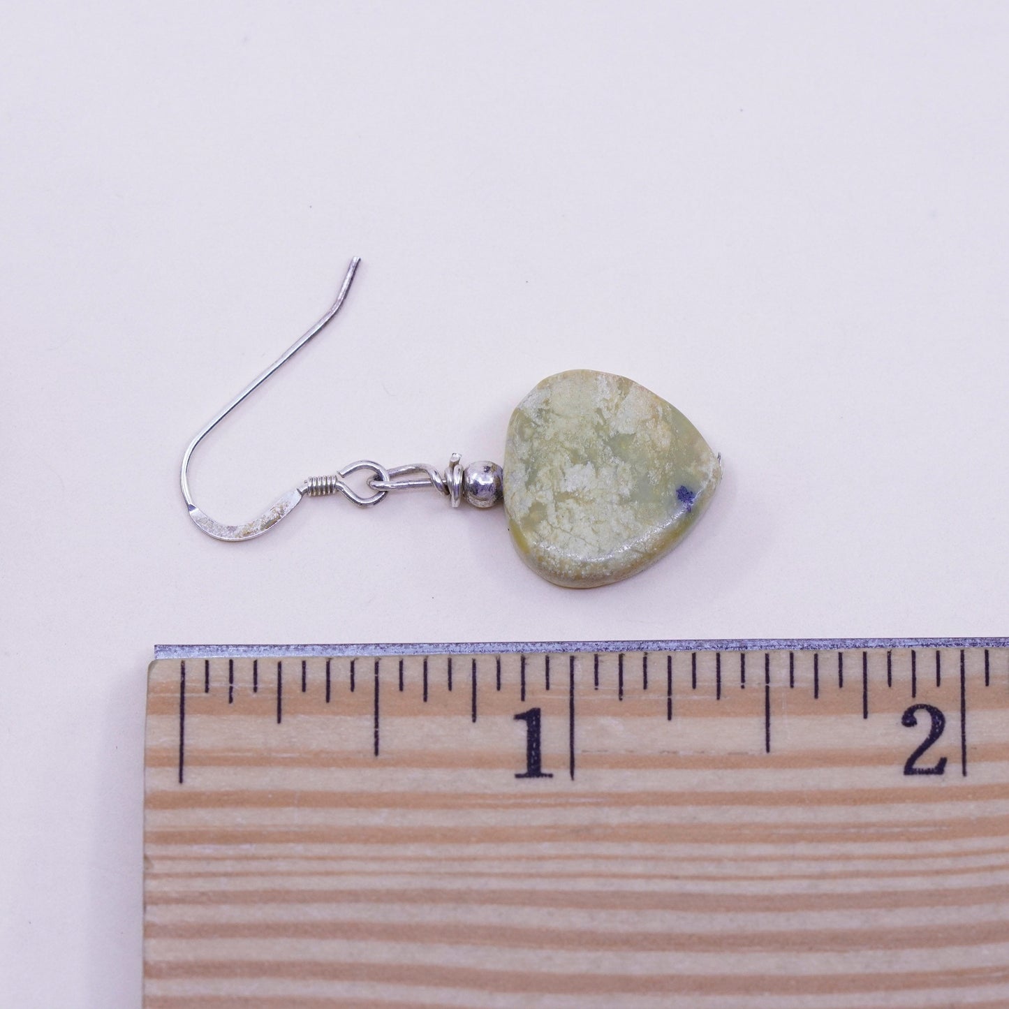Vintage Sterling 925 silver handmade earrings with green jasper drops