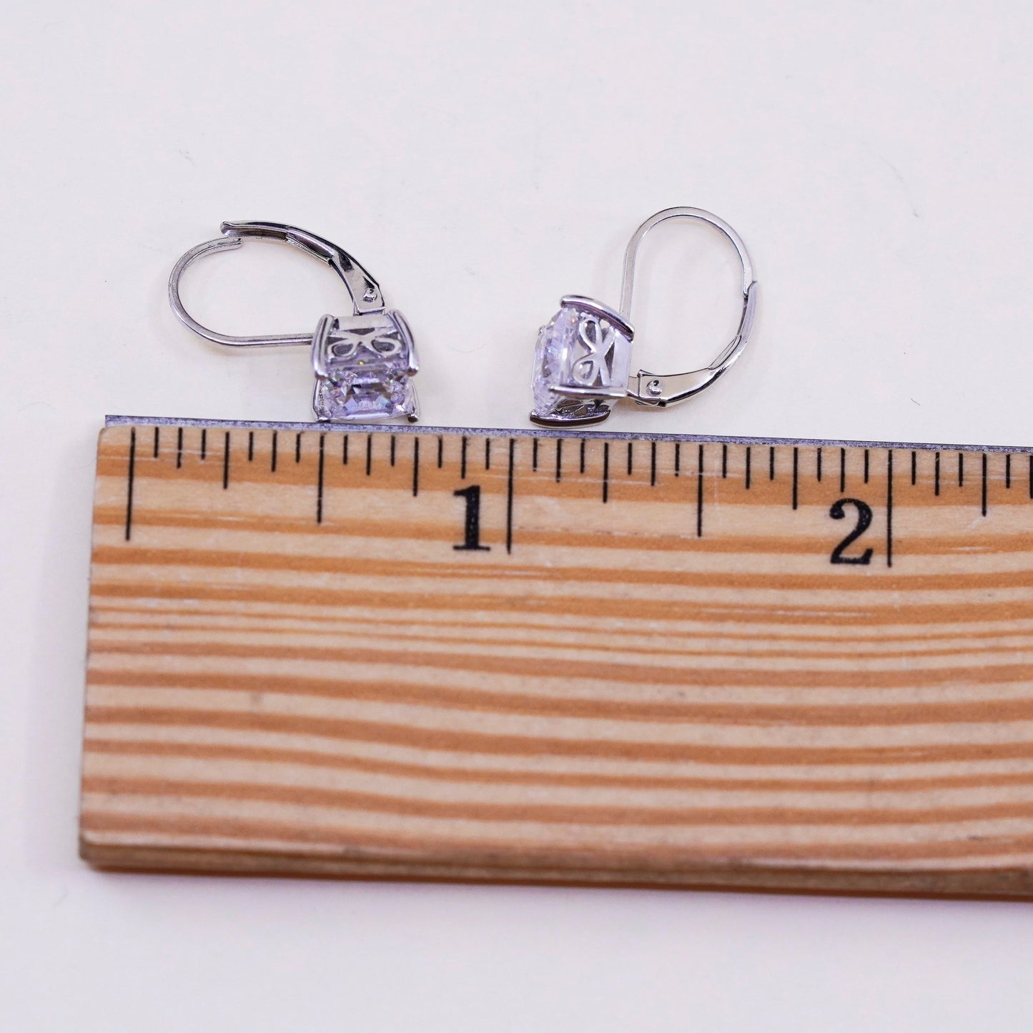 Vintage Sterling 925 silver handmade earrings, Cz dangles