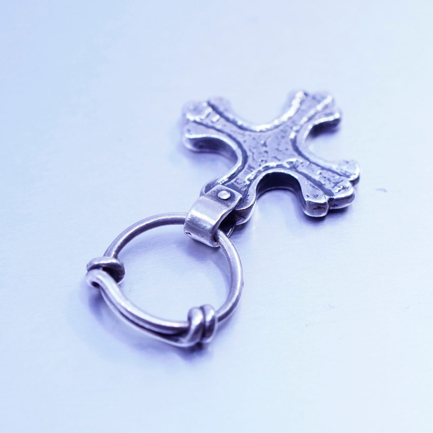 Vintage Israel sterling 925 silver handmade cross pendant charm