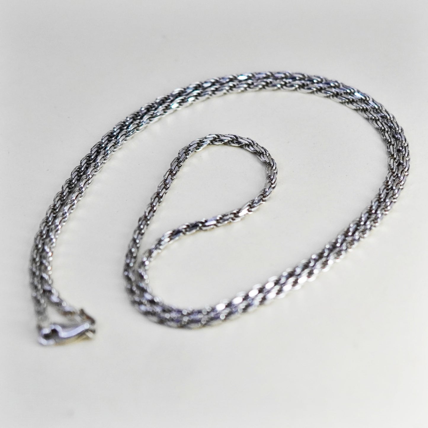 24”, 3mm, vintage Sterling silver necklace, 925 rope chain