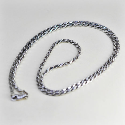 24”, 3mm, vintage Sterling silver necklace, 925 rope chain