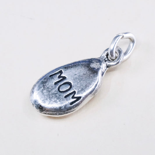 Vintage DV sterling silver Nugget charm, 925 pendant with “mom” embossed