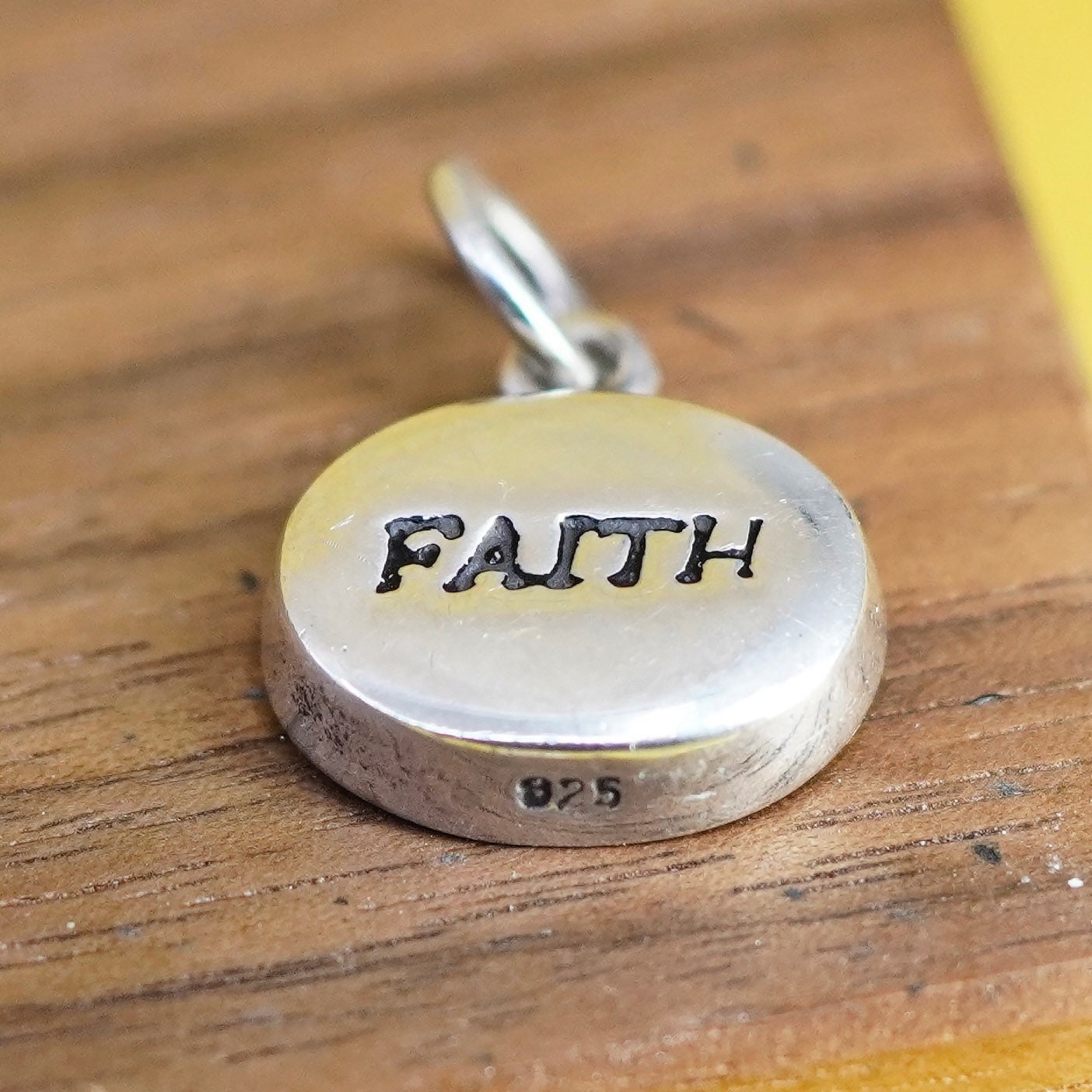 Vintage Sterling silver handmade pendant, 925 faith charm