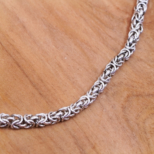 16”, 4mm, vintage Sterling silver Birdcage chain, 925 Byzantine men’s necklace