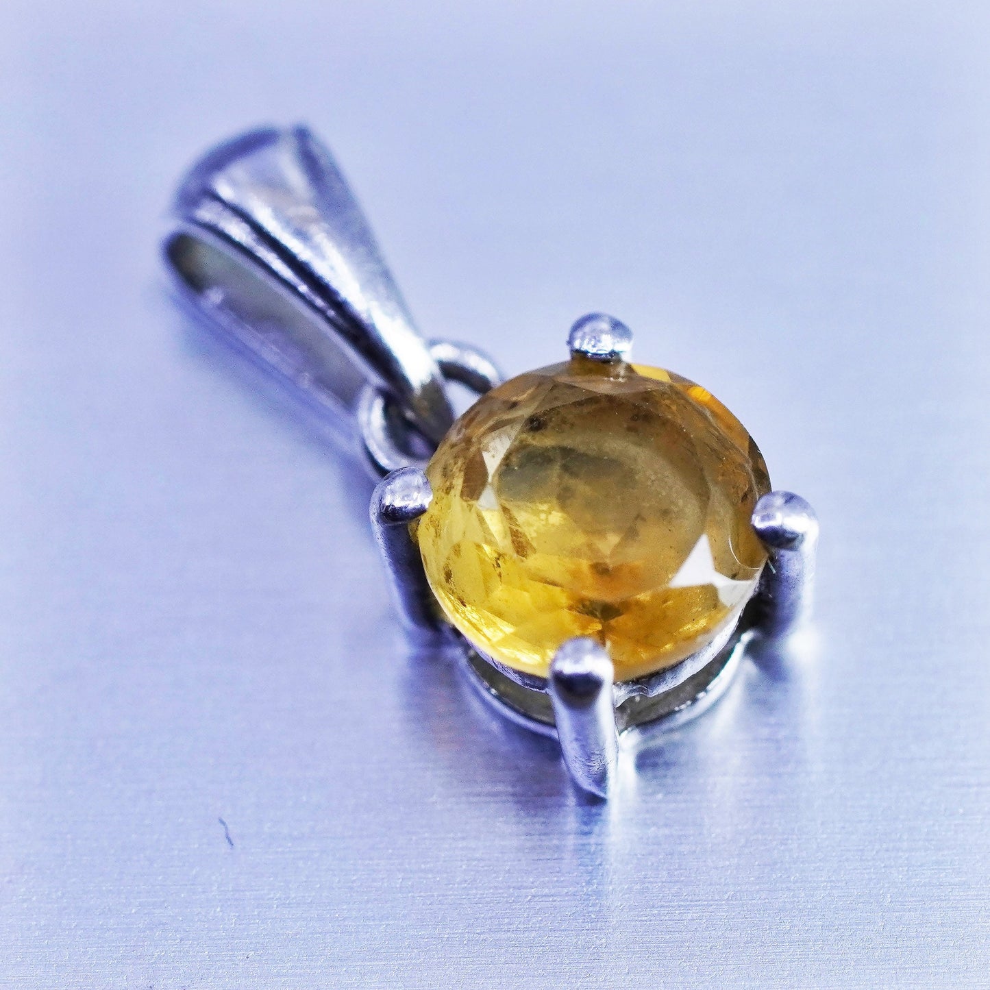 antique sterling 925 silver handmade charm pendant with citrine