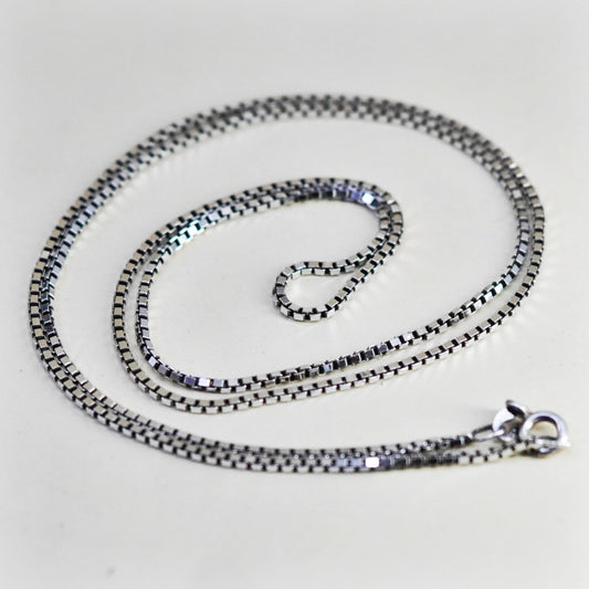 24”, 2mm, Vintage sterling silver Italy 925 silver box chain, necklace