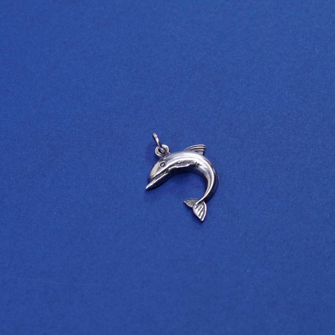 vtg Sterling silver handmade Dolphins pendant, 925 charm, stamped 925, ocean