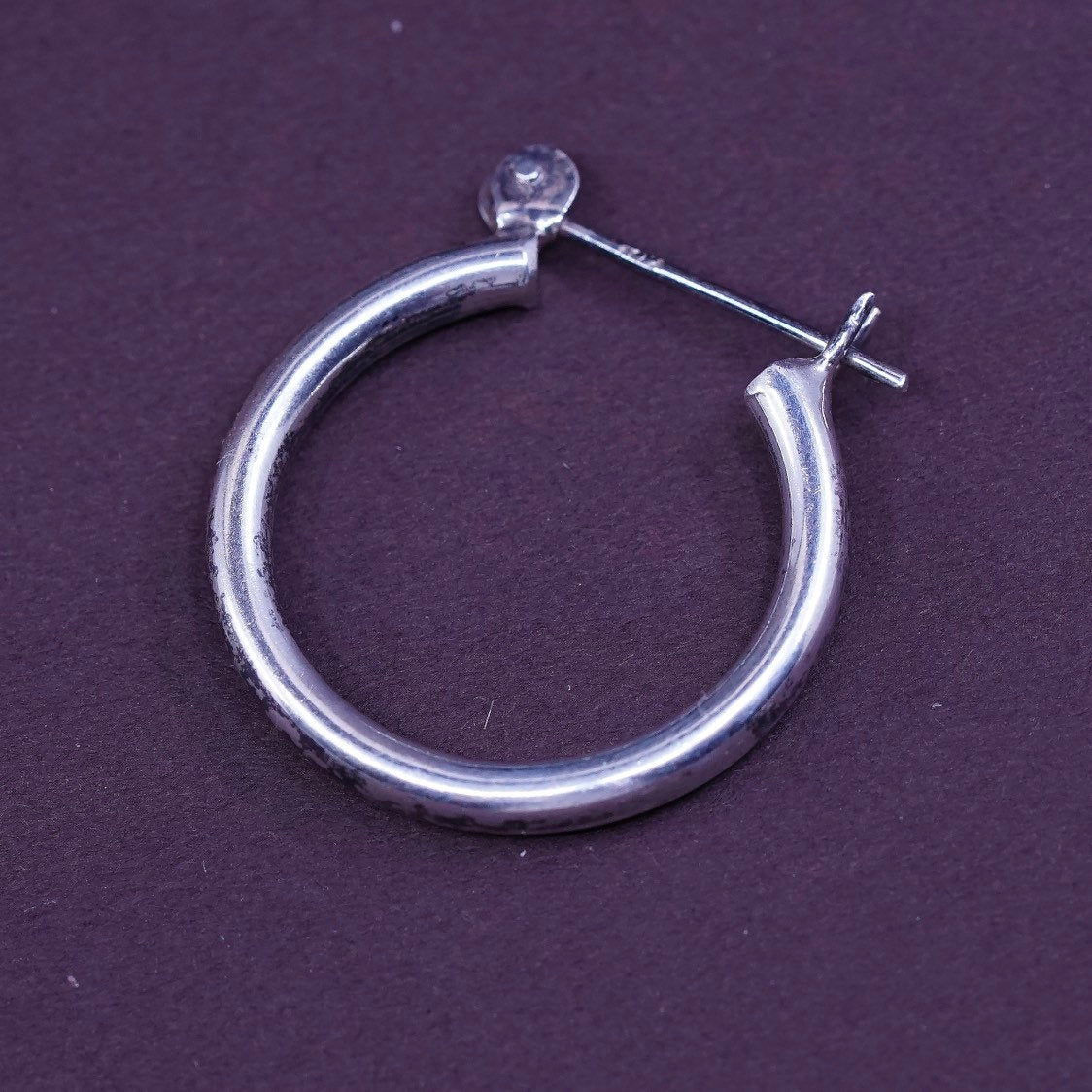 1”, vtg Sterling silver handmade earrings, 925 silver hoops, stamped 925