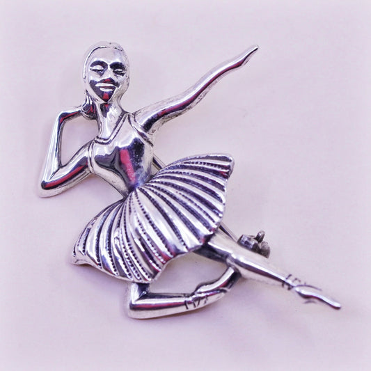 Vintage Sterling 925 silver Female ballet dancer ballerina brooch pin