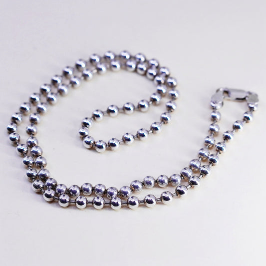 24” 5mm, Vintage Italy sterling 925 silver beads chain necklace