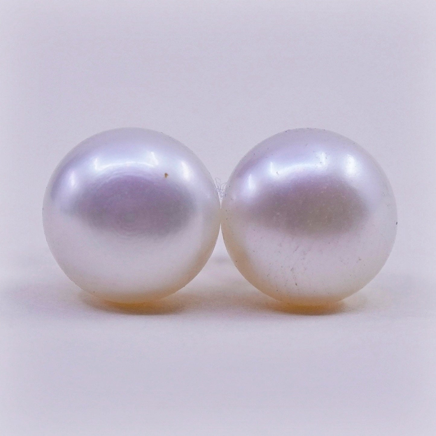 8mm, Vintage sterling silver handmade earrings, 925 studs with freshwater pearl