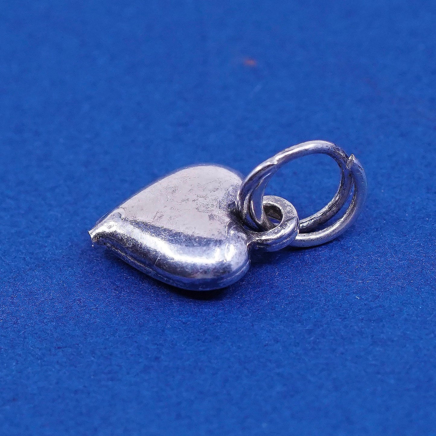 vtg sterling silver handmade pendant, 925 3D heart charm