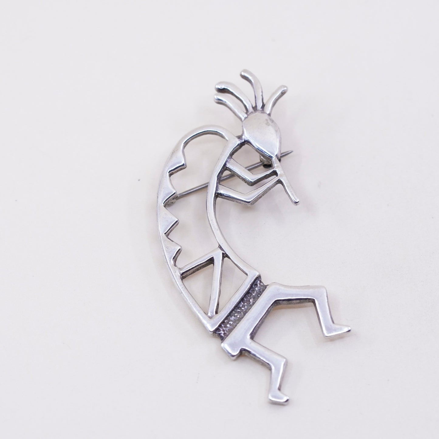 Native American Sterling silver handmade brooch, 925 kokopelli Ted Clark pin