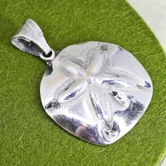 Vintage sterling silver handmade pendant, 925 sand dollar