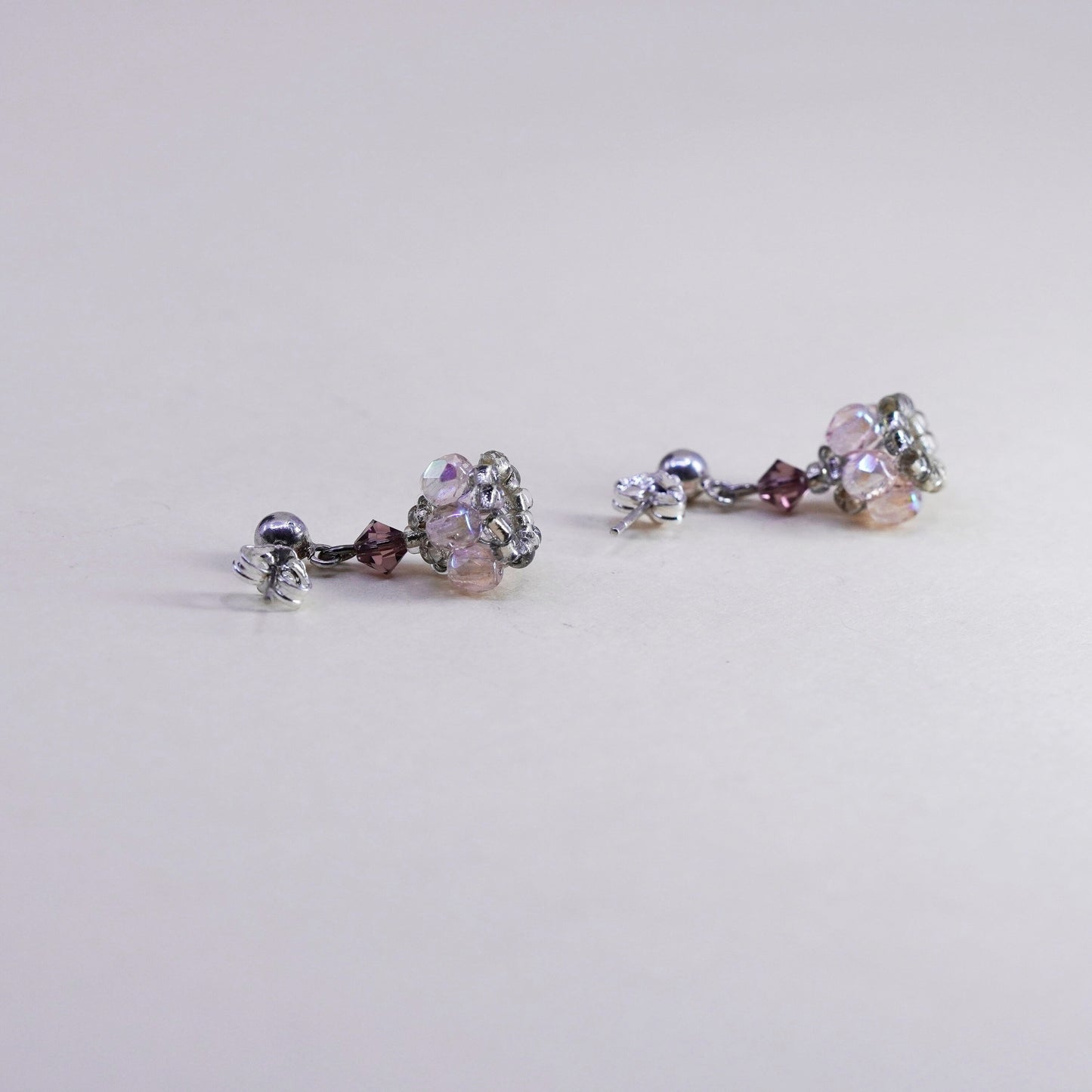 Vintage sterling 925 silver handmade earrings with crystal details