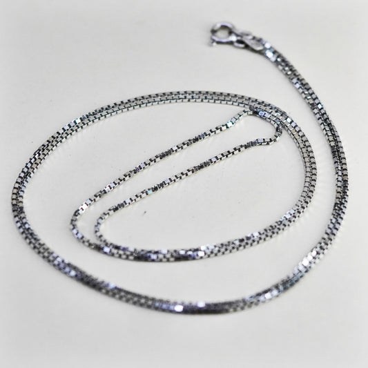 30”, 1.6mm, Vintage sterling silver Italy 925 box chain, necklace