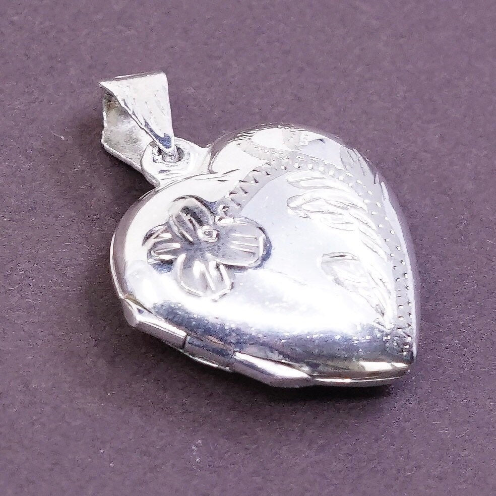 FAS Sterling silver handmade pendant, 925 heart shaped photo locket