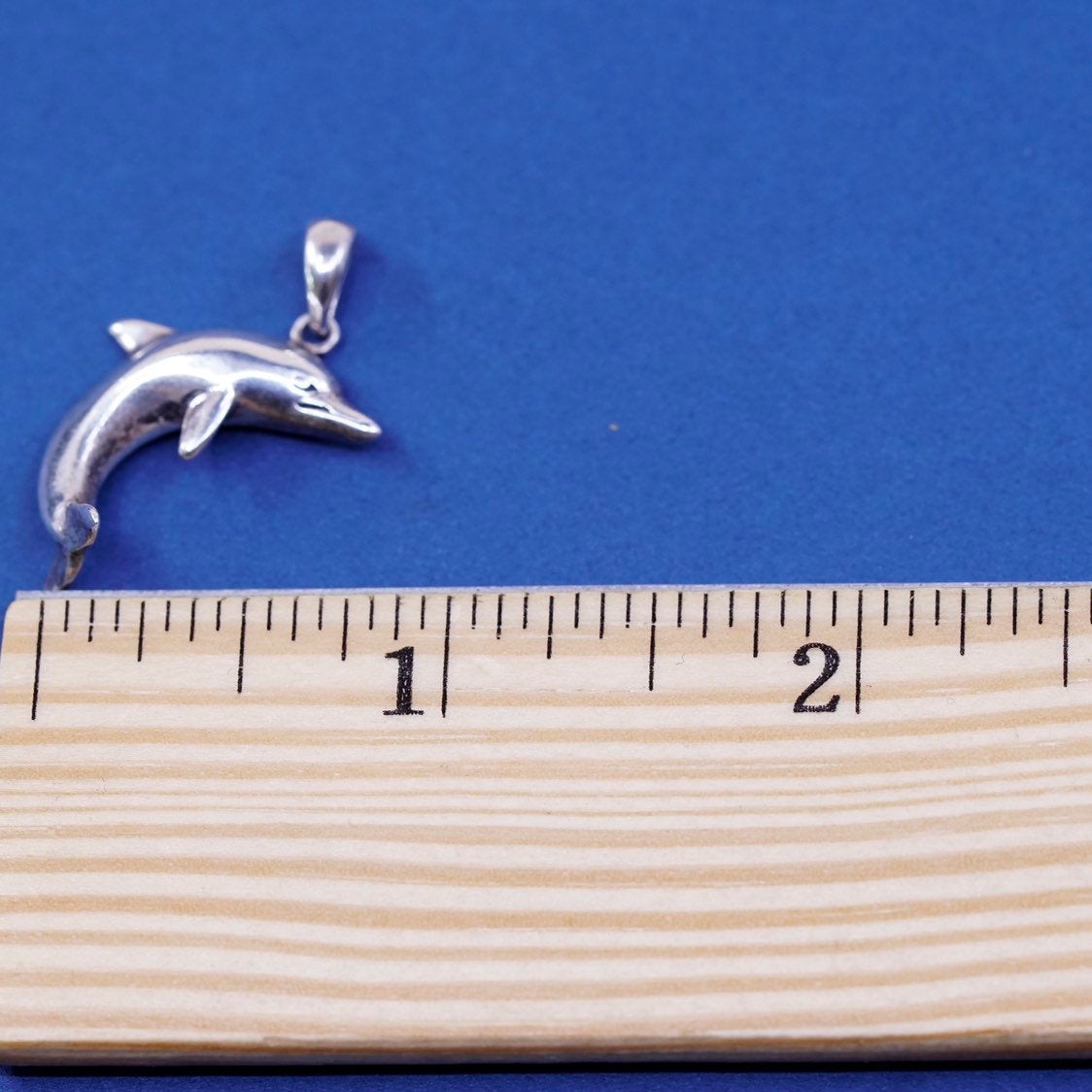 vtg Sterling silver handmade Dolphins pendant, 925 charm