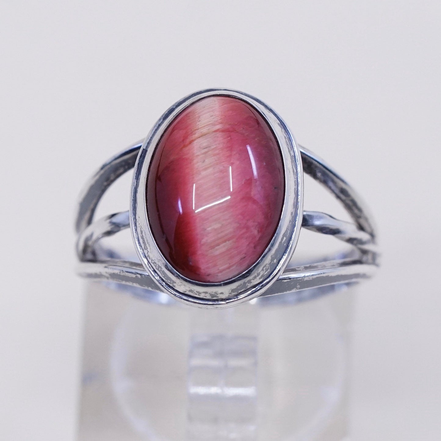 sz 8, vtg sterling 925 silver Native American handmade ring w/ oval sunstone