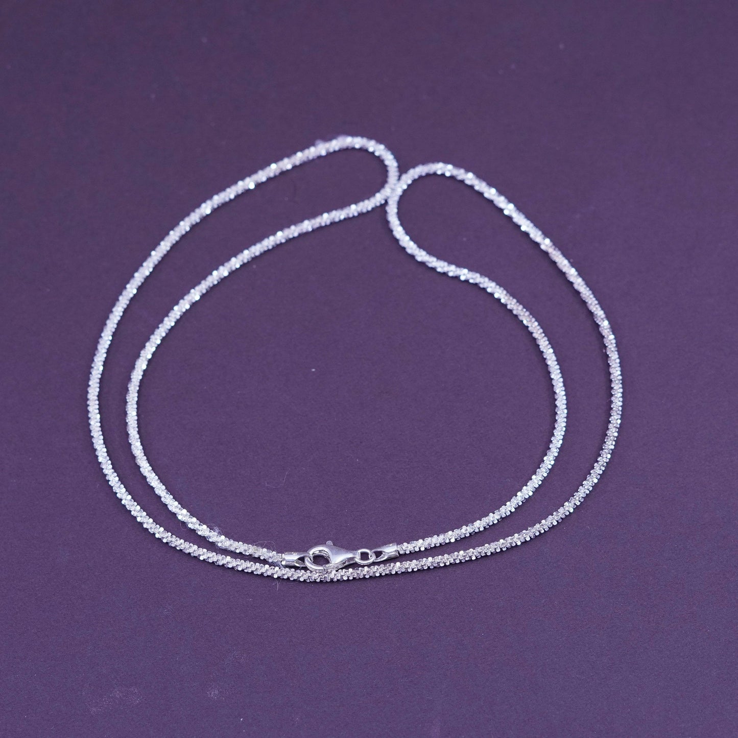 24”, 2mm, vintage Sterling silver necklace, Italy 925 twisted chain