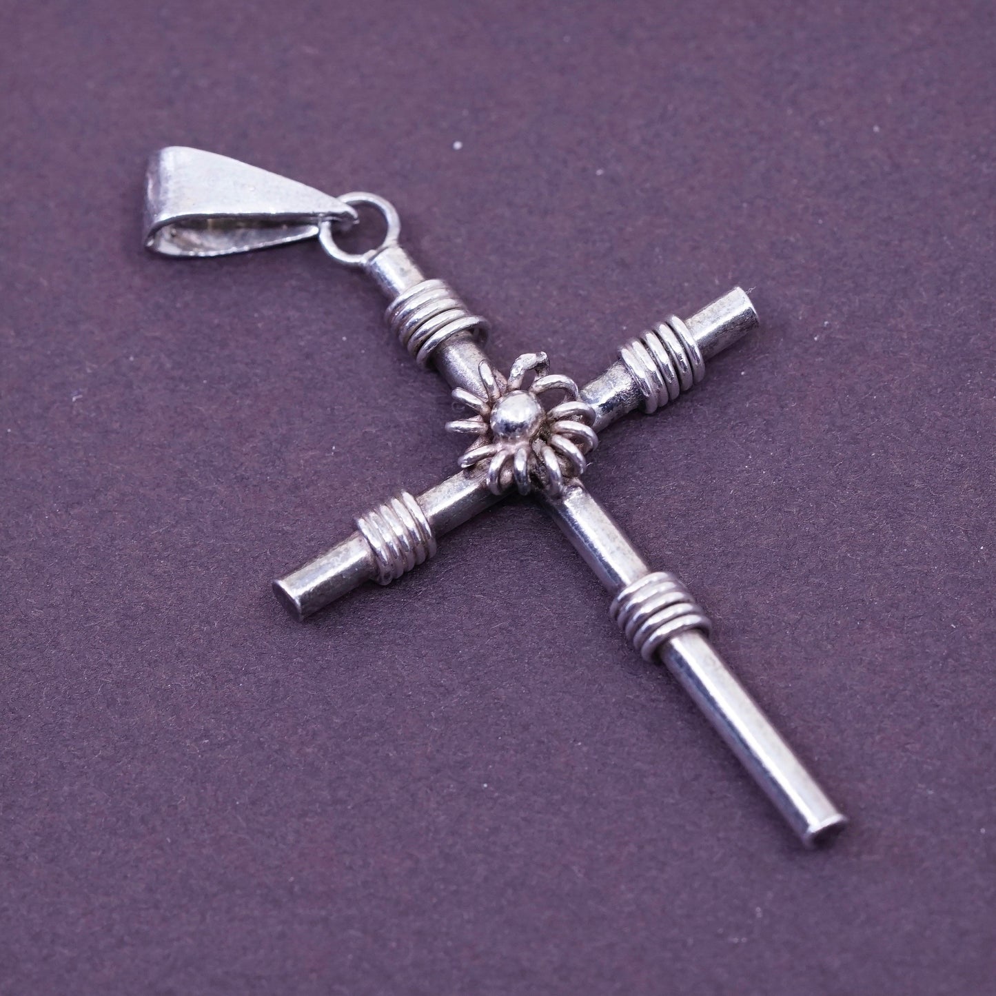 Vintage Sterling silver handmade pendant, 925 wired cross