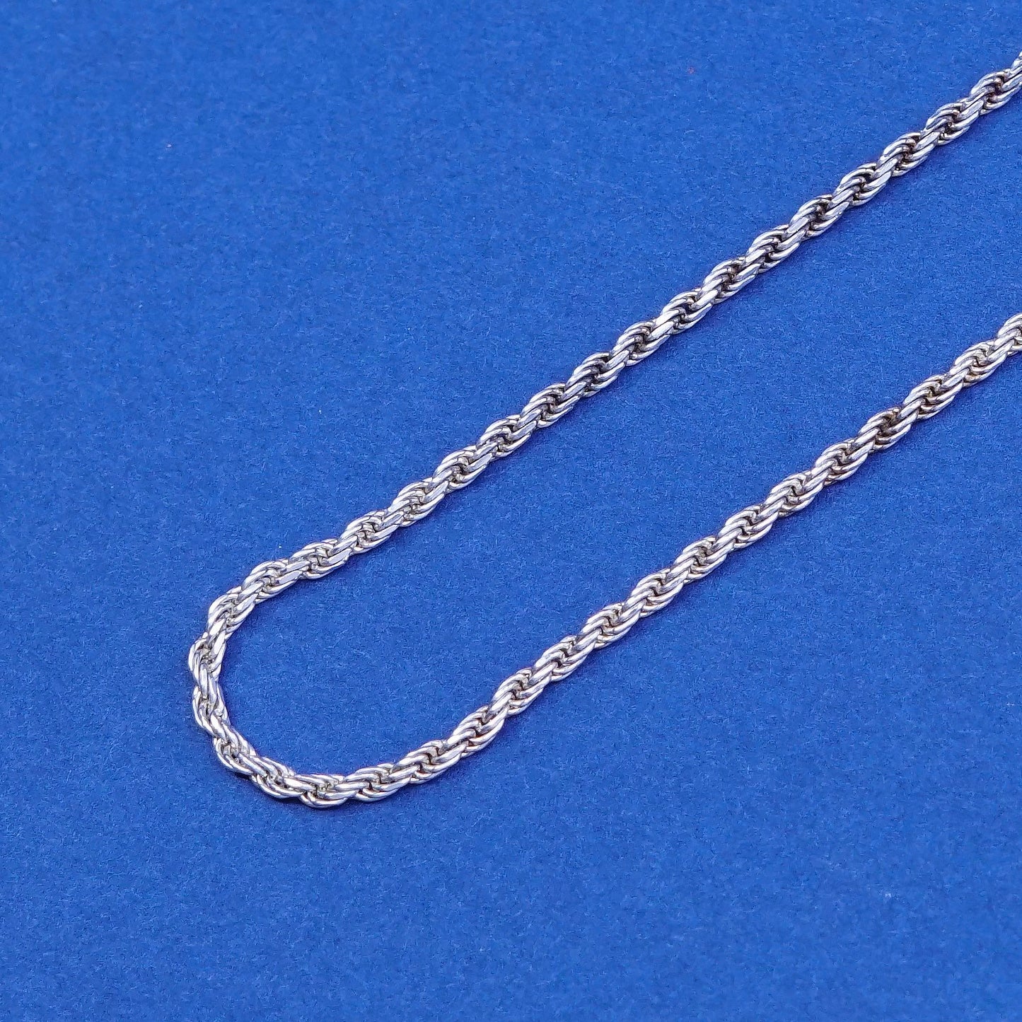 30”, 1.6mm, vintage Sterling silver handmade necklace, 925 diamond rope chain