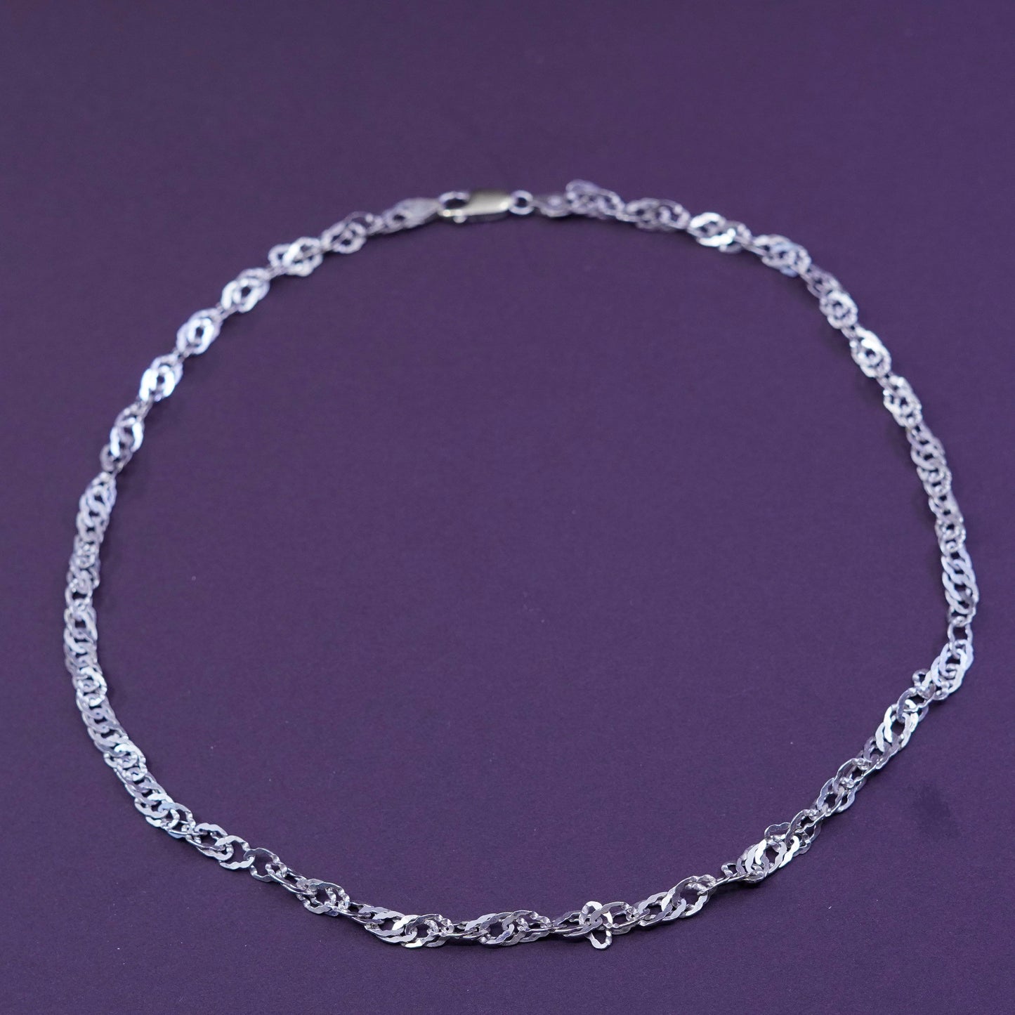 18”, 5mm, vintage Sterling silver necklace, 925 twisted oval link chain