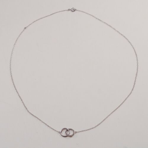 18” 1mm, Vtg Sterling Silver Necklace, 925 Circle Chain W/ Circle Pendant