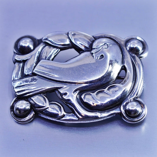 Vintage Coro sterling silver handmade brooch, 925 bird pin