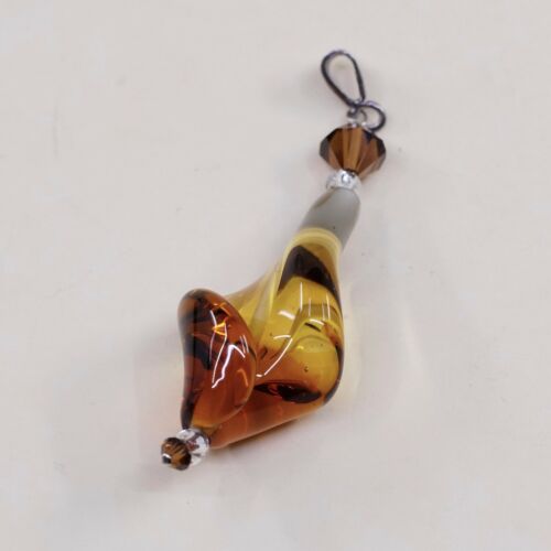 Vtg sterling silver handmade pendant, solid 925 W/ Twisted Orange Glass