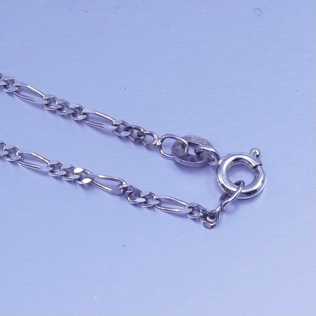 18” 2mm, vintage Italy Sterling 925 silver figaro chain necklace