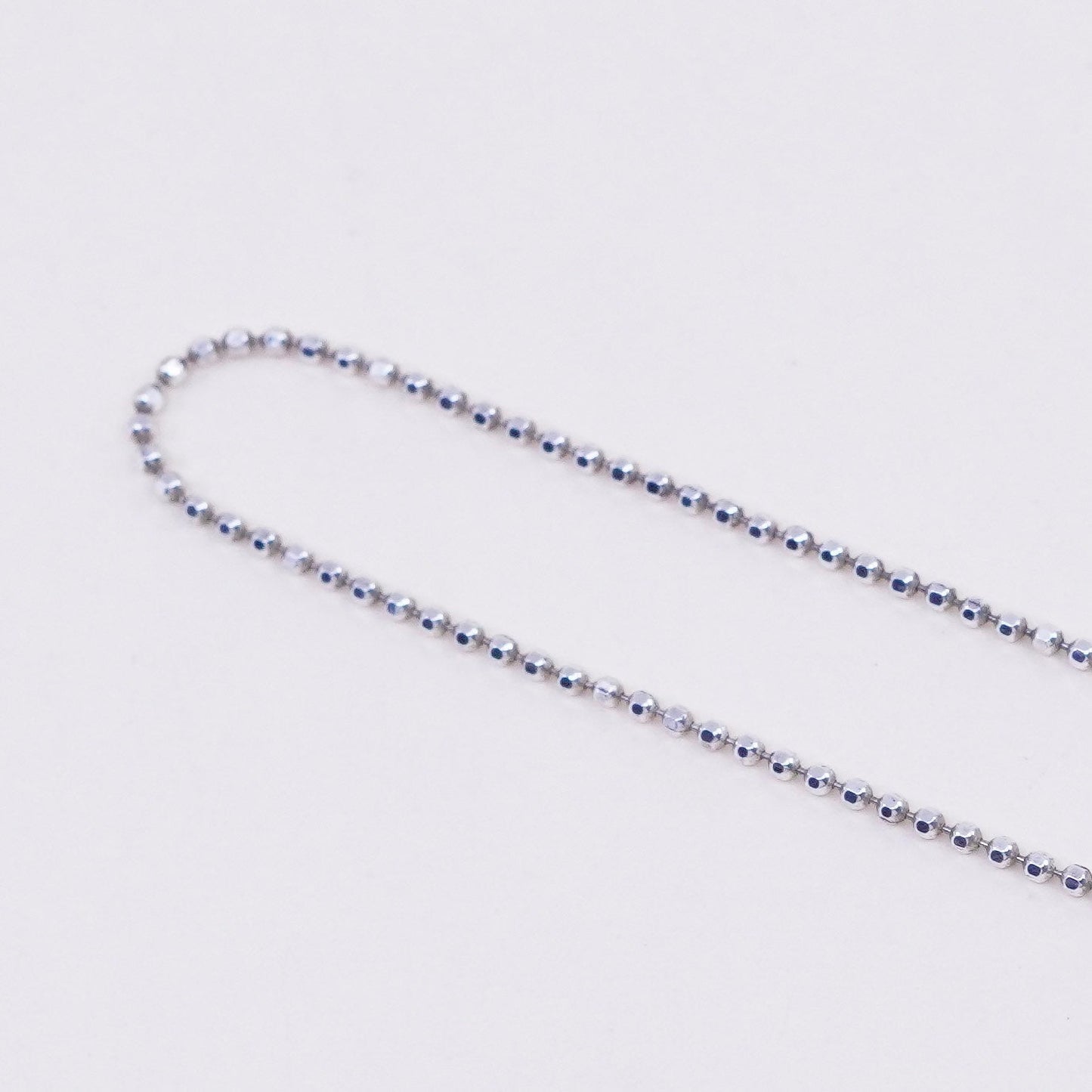 18”, 1mm, Vintage sterling silver beads chain, 925 necklace