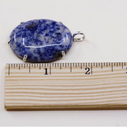 Vtg Sterling 925 Silver Handmade Filigree Pendant W/ Oval Sodalite, Stamped 925