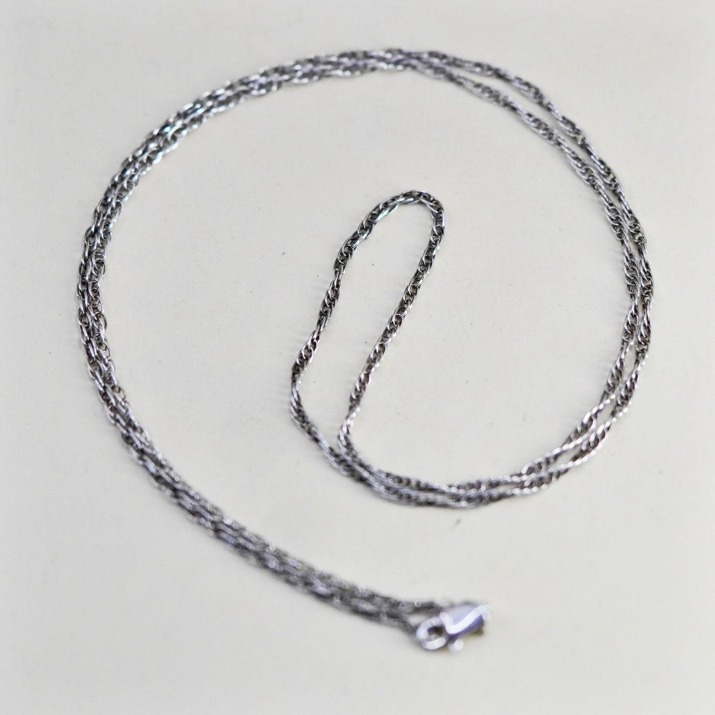 19.5” 1.6mm, vintage Sterling silver necklace, 925 Singapore rope chain