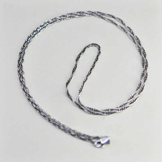 19.5” 1.6mm, vintage Sterling silver necklace, 925 Singapore rope chain