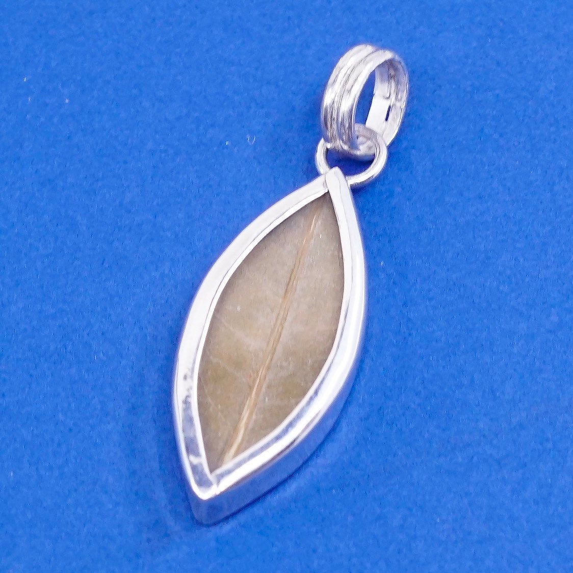 vtg Sterling silver handmade pendant, 925 leaf, stamped 925